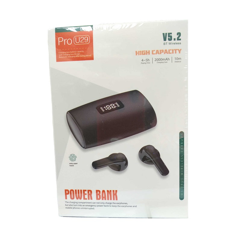 Ασύρματα ακουστικά Bluetooth με θήκη φόρτισης - Pro U29 - 529029 - Black